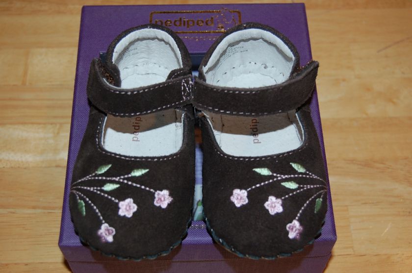 Pediped Caroline Choc Brown 0 6 12 Mos Baby Girl Shoes  