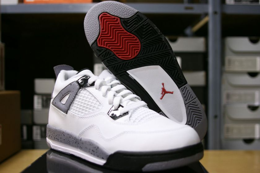 KIDS AIR JORDAN 4 RETRO (PS) YOUTH WHITE/CEMENT  