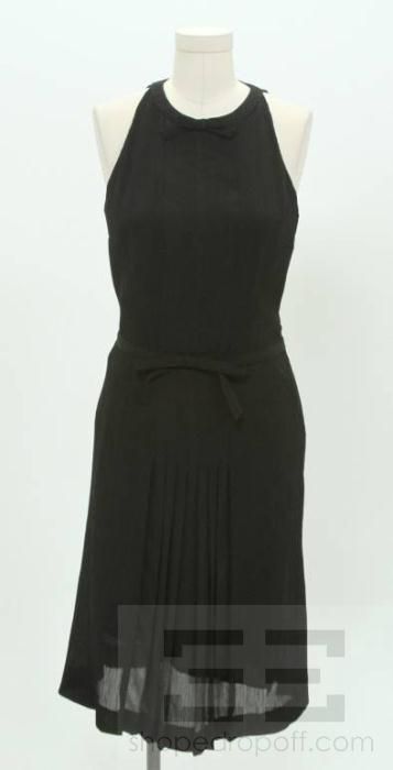 Moschino Cheap & Chic Black Crepe Bow & Pleated Front Dress Size 42 
