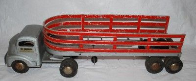 50s Smith Miller Smitty Toys Pressed Steel Truck Fruehauf Trailer 