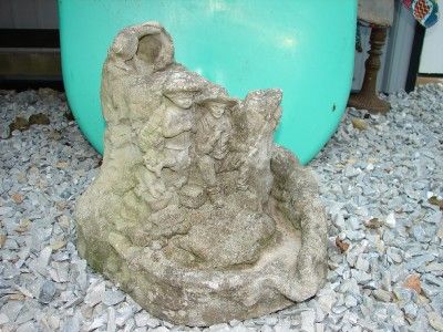 Vtg Concrete Fountain Top Statue Fishing Coons  