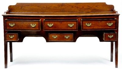 LATE 18TH CENTURY ANTIQUE OAK AND ELM DRESSER BASE  