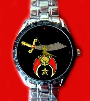 STEEL FREEMASONRY SHRINER SWORD GENTS MASONIC ART WATCH  