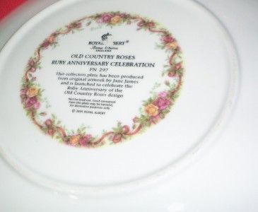 xmas RUBY ANNIV CELEBRATION Old Country Roses COLLECT PLATE ROYAL 