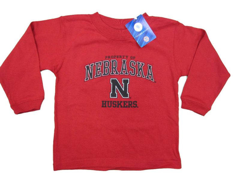 NEBRASKA CORNHUSKERS KIDS/TODDLERS RED FRONT&BACK LONG SLEEVE T SHIRT 