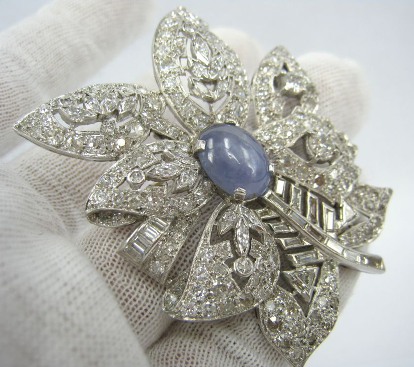 Seaman Schepps Diamond & Star Sapphire Platinum Brooch  