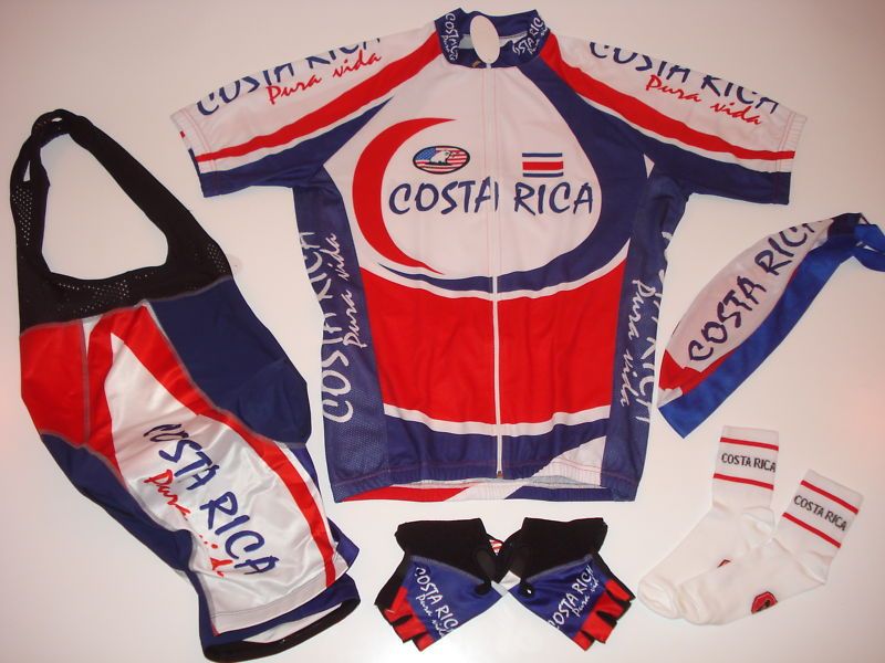 New COSTA RICA Team Cycling Set Jersey Bib Shorts S  