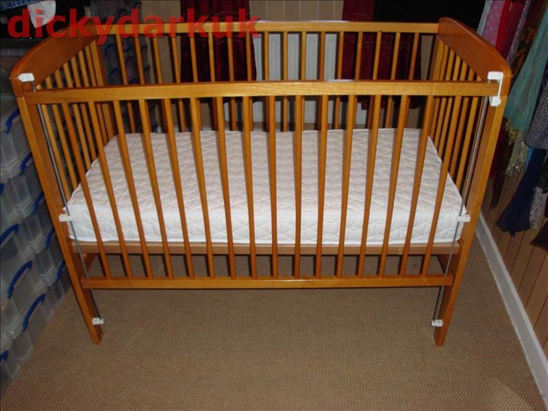 SAPLINGS PINE ANITA NURSERY BABY COT WITH MATTRESS USED  