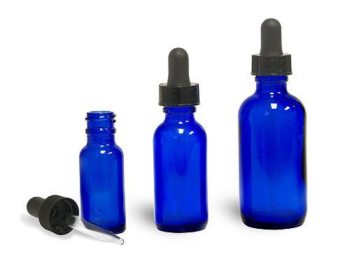 72pcs 60ml Cobalt Blue Boston Round W/dropper  