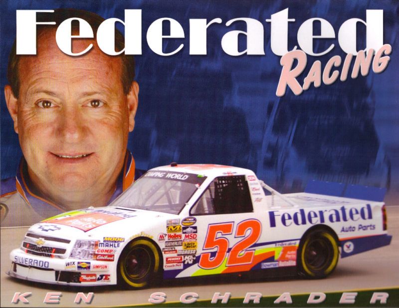 KENNY SCHRADER 2010 FEDERATED RACING #52 POSTCARD  