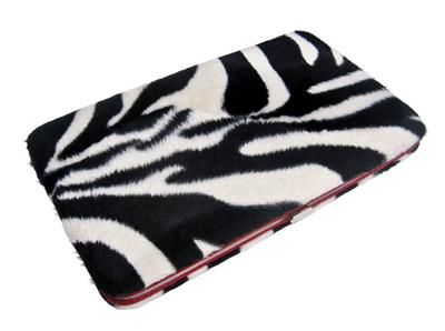 Zebra Fur Animal Design Clutch Case Wallet Red Trim  