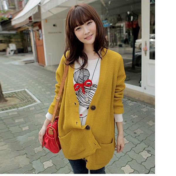 Korea Womens Fashion Long Sleeve Crewnecks Coat Outerwear Sweatshirt 