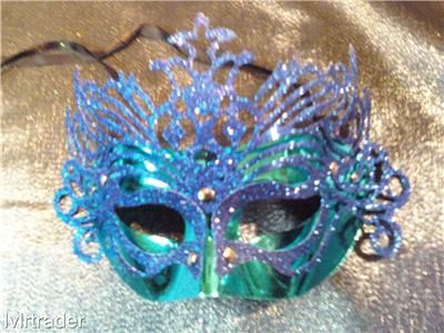 WHOLESALE LOT OF 6 BLUE CROWN STYLE VENETIAN MASQUERADE MASKS WEDDING 