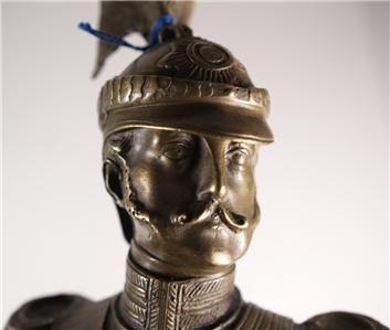 RUSSIAN BRONZE BRASS BUST STATUE TSAR N1 HELMET UNIFORM  