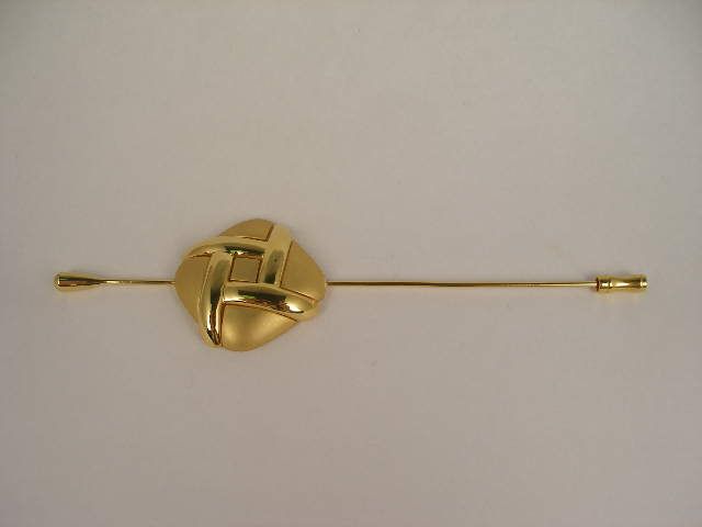 NEW LINDA DANO Gold Tone HUGE Long Square Gold Tone Pin  