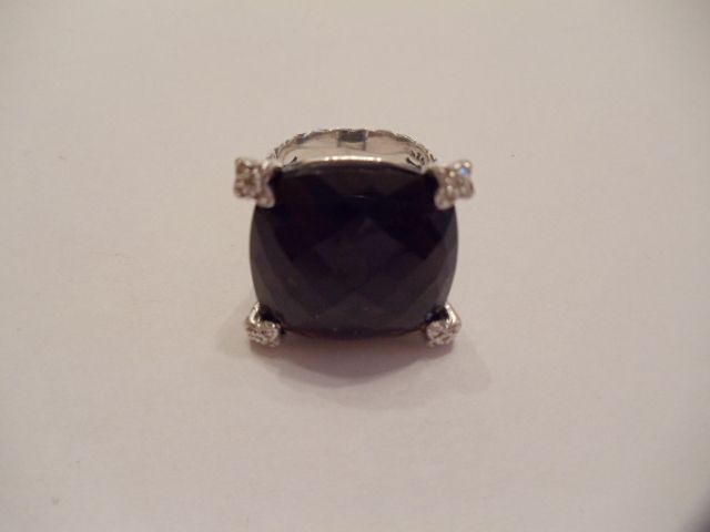 DAVID YURMAN DIAMOMDS AND 22MM BLACK ONIX RING SIZE 6 NICE AND 