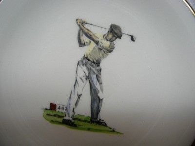 1962 DELANO STUDIOS HAND COLORED HFD GOLFER PLATE GOLF  