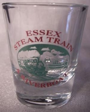 VINTAGE ESSEX STEAM TRAIN & RIVERBOAT SHOT GLASS WW278  