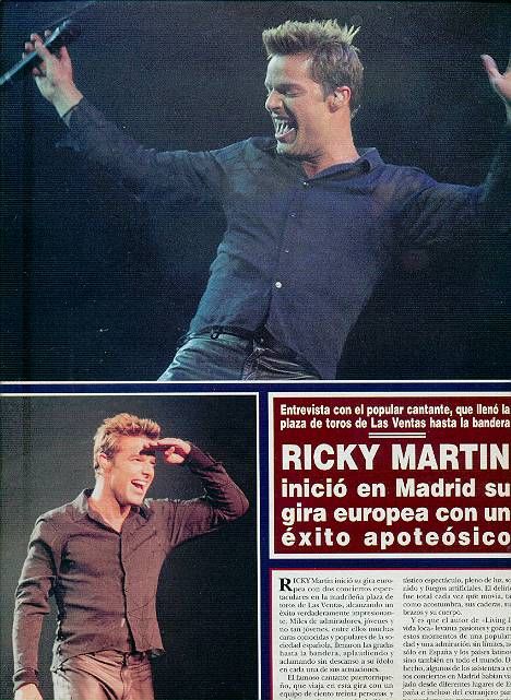 RICKY MARTIN RARE GREAT PHOTOS 6 CLIPPINGS  