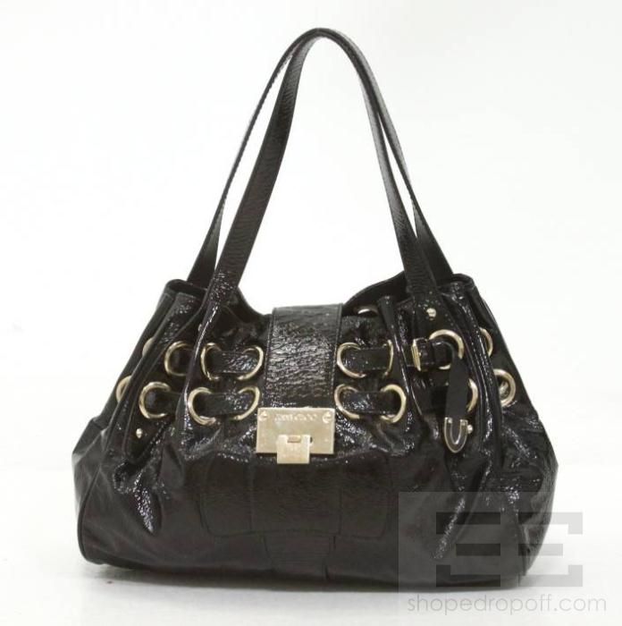 Jimmy Choo Black Patent Leather Riki Handbag  