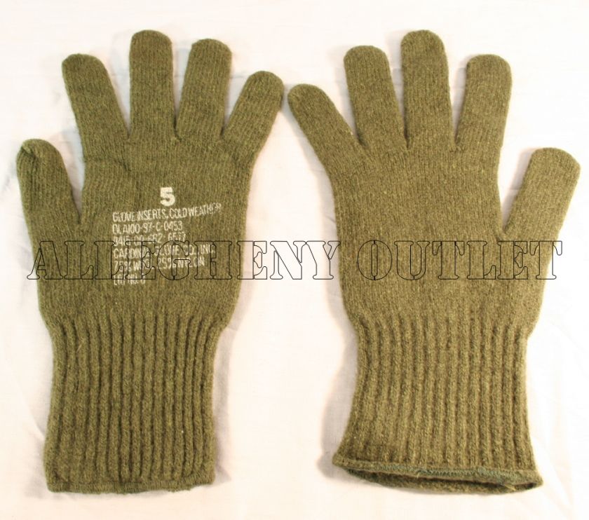 USGI MILITARY ISSUE OD WOOL M1949 GLOVE INSERT SZ 5 NEW  