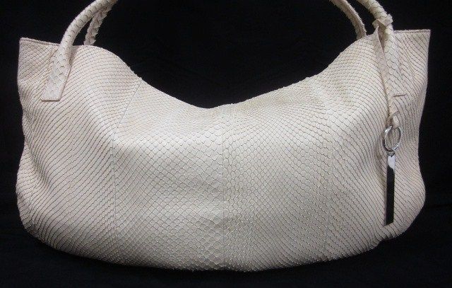 DEVI KROELL Roman Ivory Python Large Tote Handbag  