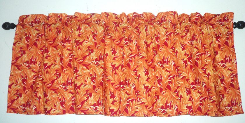 Valance. Donna Dewberry Floral in orange and red background  