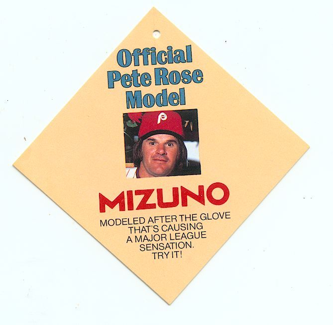 1981 Mizuno Glove Tag Pete Rose Philadelphia NMT  