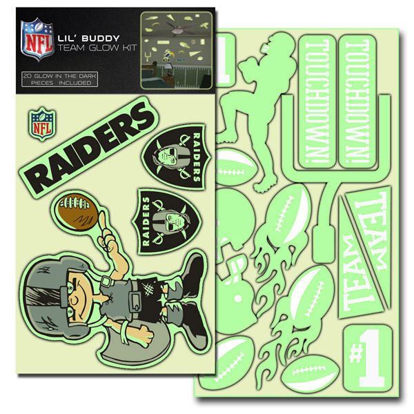 OAKLAND RAIDERS Logo NFL 20 Count Pack Lil Buddy Team Glow in the Dark 