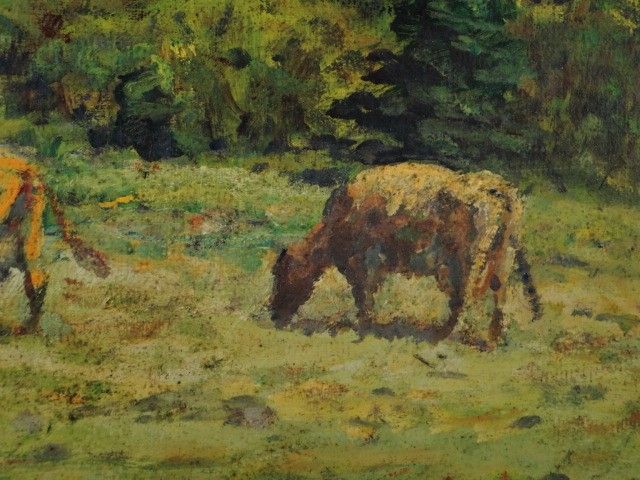   Rhode Island New England Barbizon Impressionist Cow Painting  