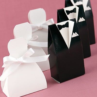 25 Wedding Bride Dress or Groom Tuxedo Favor Boxes  