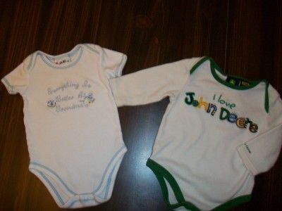 Lot of 2 Baby Boy Onesies JOHN DEERE & Everything Is Better at GRANDMA 