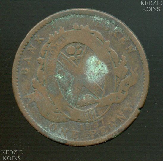 Canada 1837 Quebec Bank 2 Sous Penny z164  