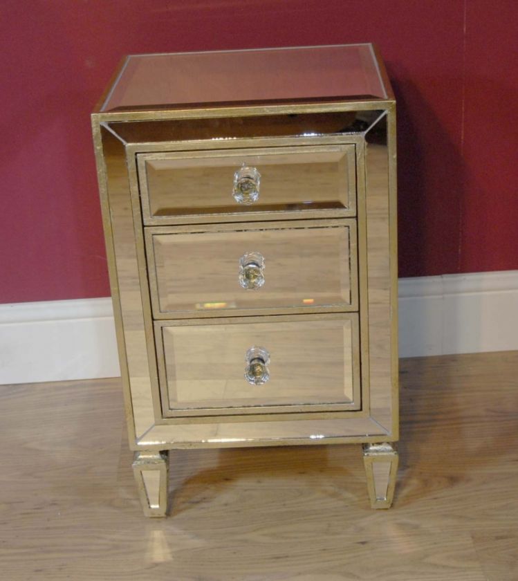 Pair Art Deco Mirrored Bedside Cabinets Chests Tables  