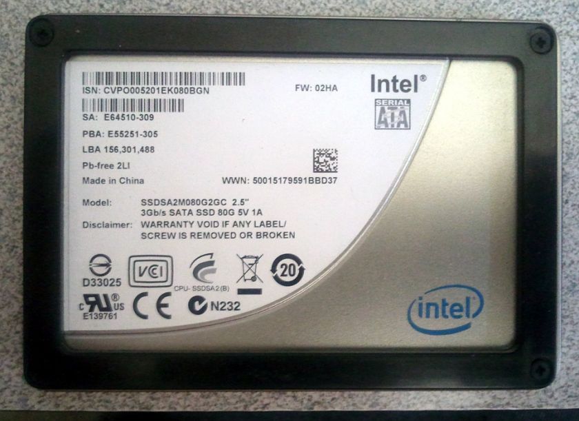 Intel 80 GB SSD. 2.5 (SSDSA2M080G2GC)  