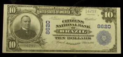    PLAIN BACK  $10 CH.8620 BRAZIL, INDIANA NATIONAL BN ID#Y127  