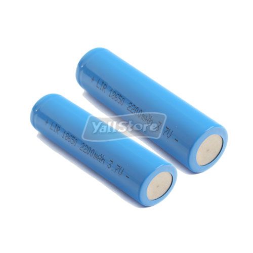 2X LIR 18650 2200MAH Flat Head Charger Battery Blue NEW  