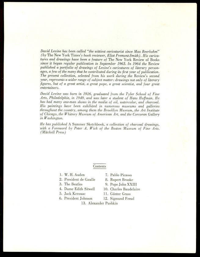 1965 DAVID LEVINE CARICATURE ~ LBJ ~ President JOHNSON  