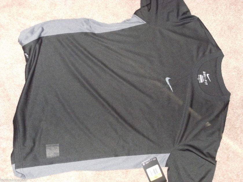 Nike Dry Fit Training Tee Stay Cool S/S Loose T Shirt Black Gray 