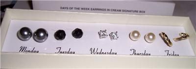 AVON DAYS OF THE WEEK EARRINGS IN CREAM SIGNATURE BOX  