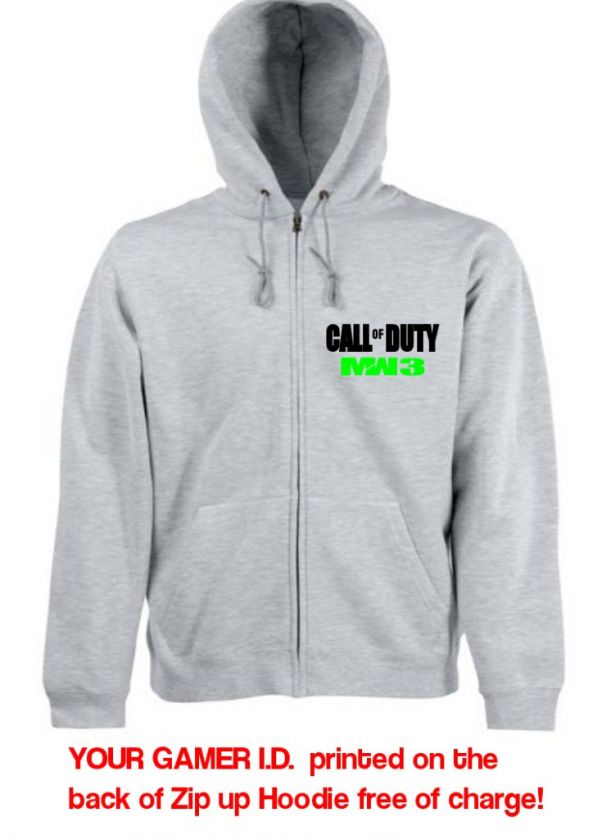 CALL OF DUTY MW3 ZIP UP HOODIE GAMER ID on back CALL OF DUTY MODERN 