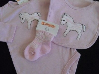 gymbore zebra baby girls top onesie bib sock 0 3 mos