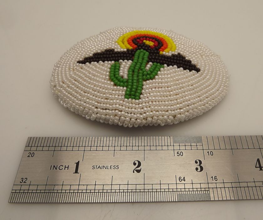 Antique Native American Beaded Belt Buckle Unique  