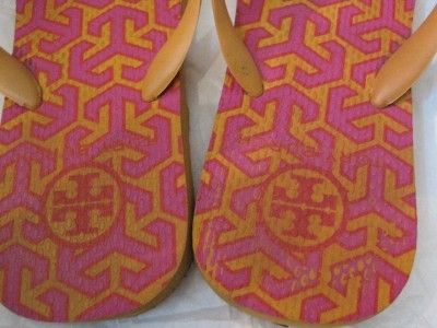 AUTHENTIC TORY BURCH PRINTED FLIP FLOP RUBBER SANDALS SHOES FLATS SZ 