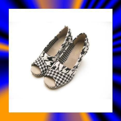 WOMENS TOMS WOOL WEDGE   SCOTTISH HOUNDSTOOTH  