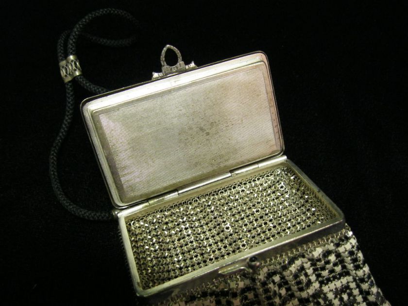 Vintage Whiting & Davis Compact Enamel Purse Mesh Handbag w 