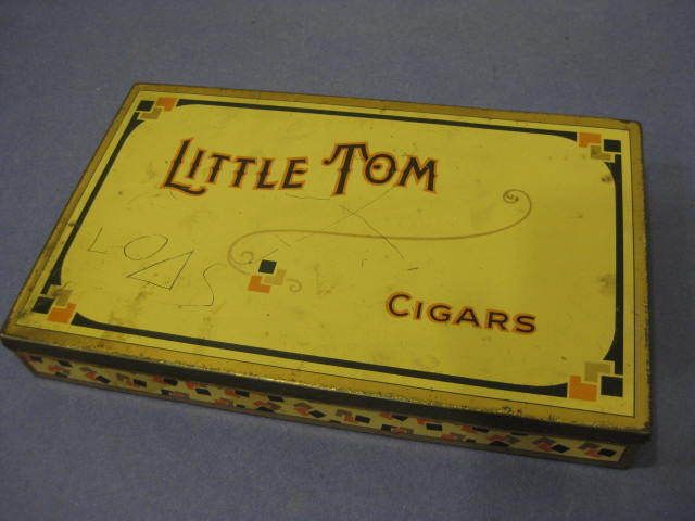 vtg 20s Art Deco Little Tom Advertisement Promo Cigar Tin Case  