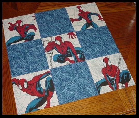 32 6 SPIDERMAN & BLUE TEXTURE Quilt Fabric Squares Kit  