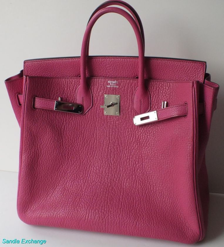 Hermes HAC 32cm Birkin Pink Fuchsia Chevre de Coromandel Pal Hardware 