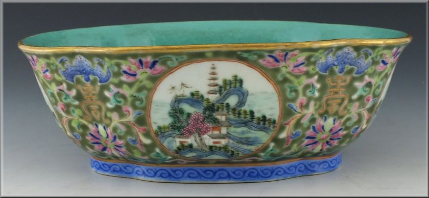 Fine Antique Chinese Famille Rose Bowl with Qianlong Mark  